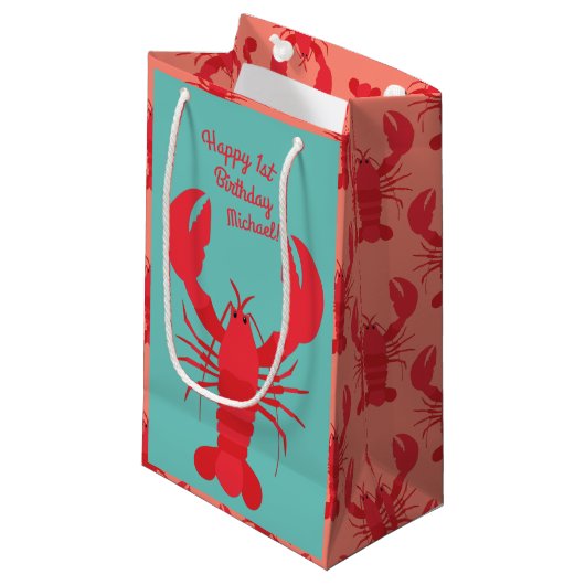 Lobster Boil Birthday Party Cute Kinder Klein Cadeauzakje (Voorkant Gekanteld)