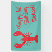 Lobster Boil Birthday Party Cute Kinder Spandoek (Verticaal)