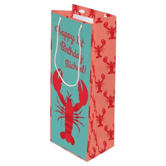 Lobster Boil Birthday Party Cute Kinder Wijn Cadeautas (Voorkant Gekanteld)