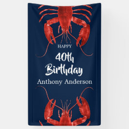 Lobster Boil Dark Blue Fun Birthday Party Custom B Spandoek