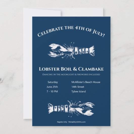 Lobster Boil en Clambake, 4de juli Partij bij de u Kaart (Voorkant)