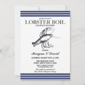 Lobster Boil Engagement Party Stripe Blue Beach Kaart (Voorkant)