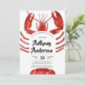 Lobster Boil Party White Informal Custom Birthday Kaart (Staand voorkant)
