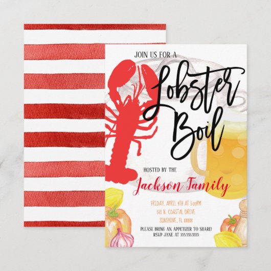 Lobster Boil Uitnodiging (Voorkant / Achterkant)