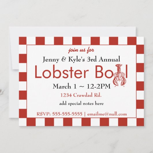 Lobster Boil-uitnodigingen Kaart (Voorkant)