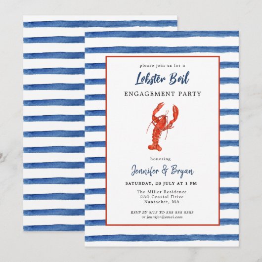 Lobster Boil verlofpartij uitnodiging (Voorkant / Achterkant)