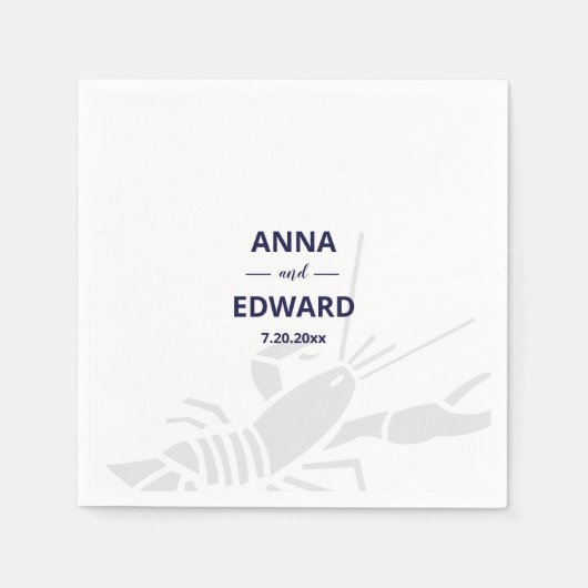 Lobster Bride en Groom Wedding Paper Napkin Servet (Voorkant)