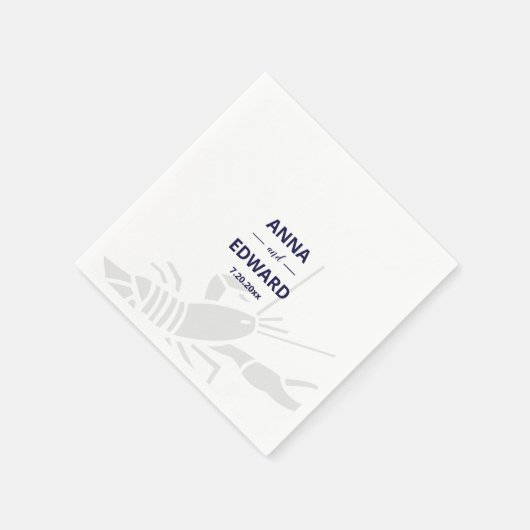 Lobster Bride en Groom Wedding Paper Napkin Servet (Hoek)