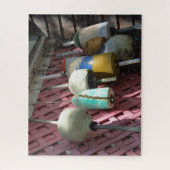 Lobster Buoys on Pink Lattice - Martha's Vineyard Legpuzzel (Verticaal)