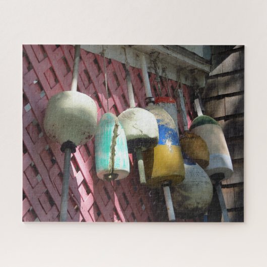 Lobster Buoys on Pink Lattice - Martha's Vineyard Legpuzzel (Horizontaal)