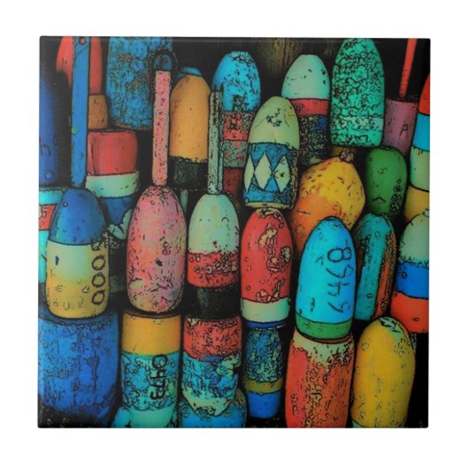 Lobster Buoys Tile Tegeltje (Voorkant)