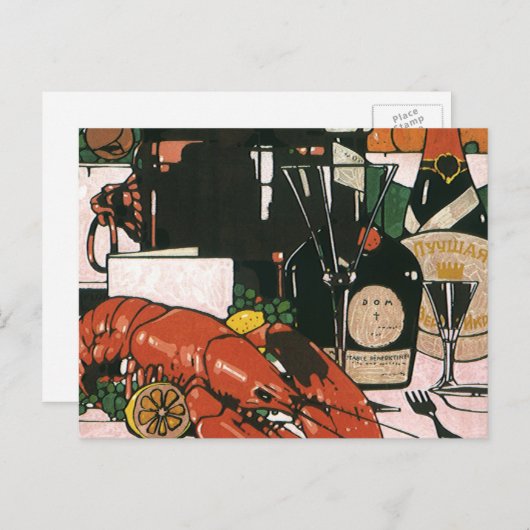 Lobster Champagne Fancy partij Briefkaart (Voorkant / Achterkant)