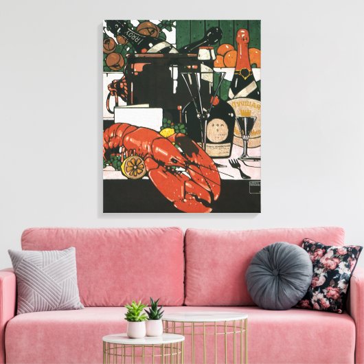 Lobster Champagne Fancy partij Canvas Afdruk (Insitu (Woonkamer))