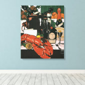 Lobster Champagne Fancy partij Canvas Afdruk (Insitu (Houten vloer))