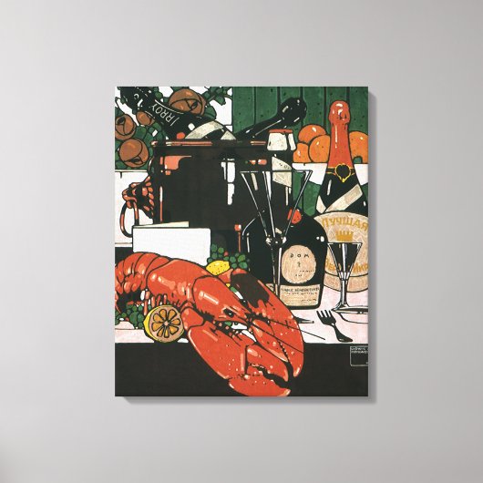Lobster Champagne Fancy partij Canvas Afdruk (Voorkant)