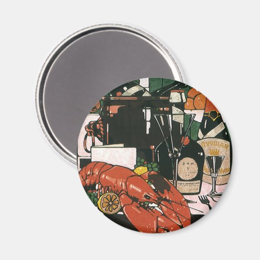 Lobster Champagne Fancy partij Magneet (Voorkant / Achterkant)
