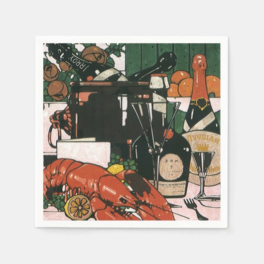  Lobster Champagne Fancy partij Servet (Voorkant)