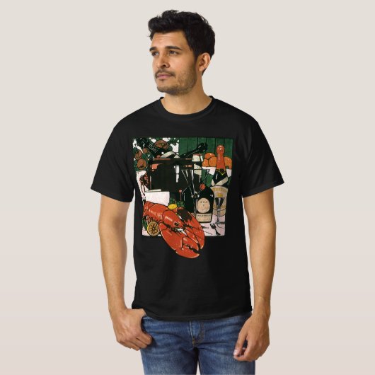 Lobster Champagne Fancy partij T-shirt (Voorkant volledig)