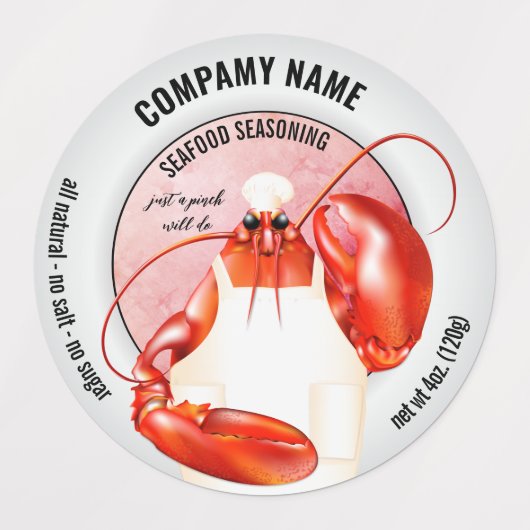 Lobster Chef Seafood Spice Labels (Design 1)