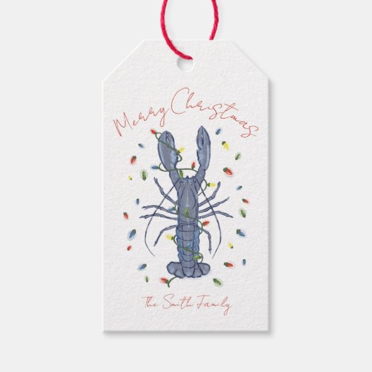 Lobster Christmas Card Cadeaulabel (Voorkant)