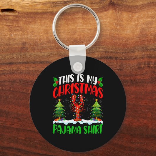 Lobster Christmas Tree Pajama Shirt Lobster Xmas L Sleutelhanger (Voorkant)