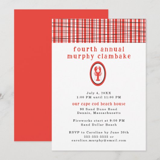 Lobster Clambake Summer Cookout Kaart (Voorkant / Achterkant)