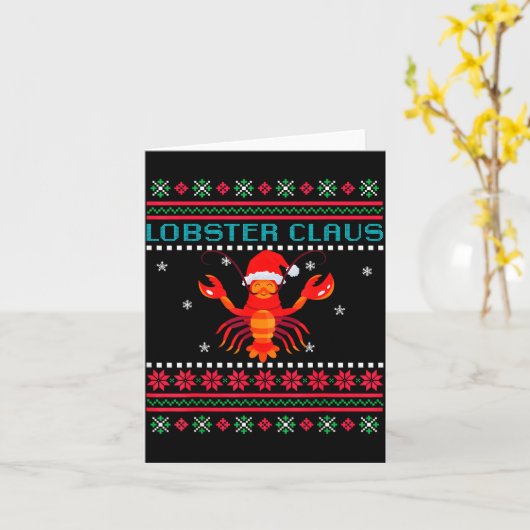 Lobster Claus Ugly Sweater For Lobster Lovers On C Kaart (Gele Bloem)