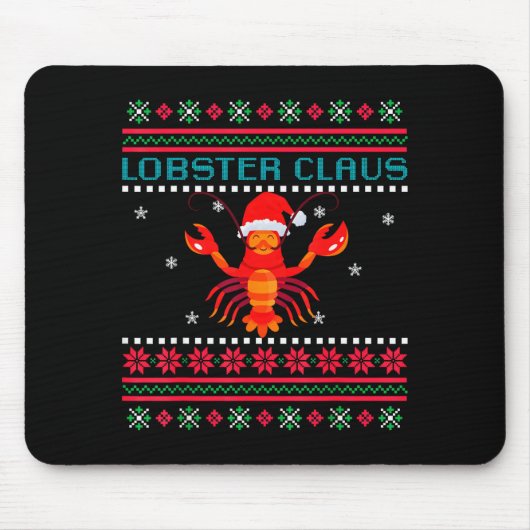 Lobster Claus Ugly Sweater For Lobster Lovers On C Muismat (Voorkant)
