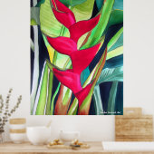 Lobster Claw Heliconia tropische waterverf Poster (Keuken)