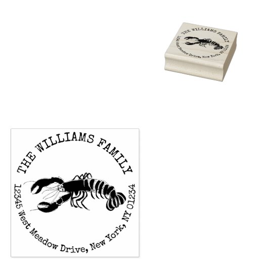 Lobster Coastal Creëer Uw eigen retouradres Rubberstempel (Gestempeld)