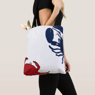 Lobster Crab Big Design Red White Bag Tote Bag