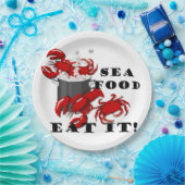 Lobster Crab Seafood eet het op Papieren Bordje (Feest)