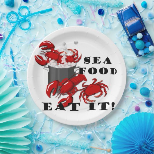 Lobster Crab Seafood eet het op Papieren Bordje (Feest)