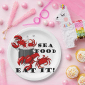 Lobster Crab Seafood eet het op Papieren Bordje (Feest)