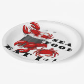 Lobster Crab Seafood eet het op Papieren Bordje (Gekanteld)
