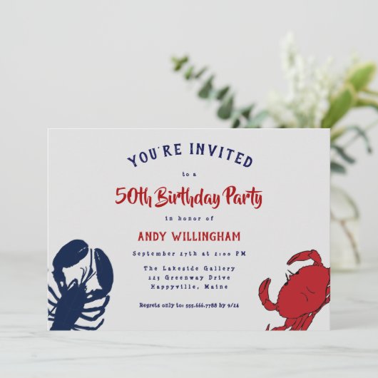 Lobster Crab Zijne verjaardag Nobelprijsdag voor z Kaart (Staand voorkant)