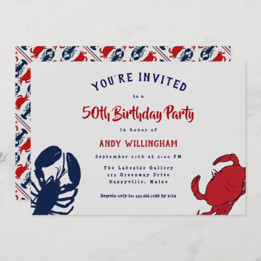 Lobster Crab Zijne verjaardag Nobelprijsdag voor z Kaart (Voorkant / Achterkant)