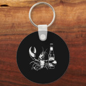 Lobster Crawfish Holding Beer Bottle Funny Crayfis Sleutelhanger (Voorkant)