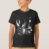 Lobster Crawfish Holding Beer Bottle Funny Crayfis T-shirt (Voorkant)
