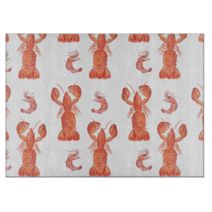 Lobster Crawfish Waterverf Hand Painted Pattern Snijplank