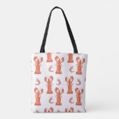 Lobster Crawfish Waterverf Hand Painted Pattern Tote Bag (Achterkant)