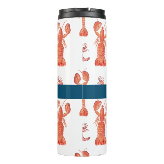 Lobster Crawfish Waterverf Monogramma Thermosbeker (Achterkant)