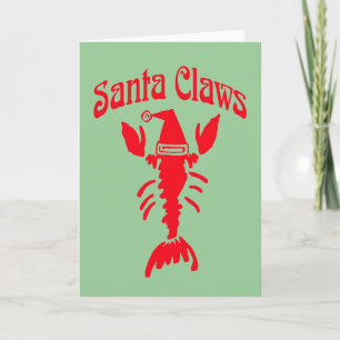 Lobster Crayfish Santa Claws Feestdagen Kaart
