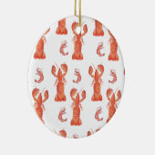 Lobster Crustacean Waterverf Painted Pattern Keramisch Ornament (Rechts)