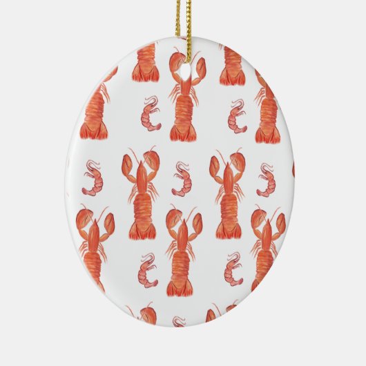 Lobster Crustacean Waterverf Painted Pattern Keramisch Ornament (Rechts)