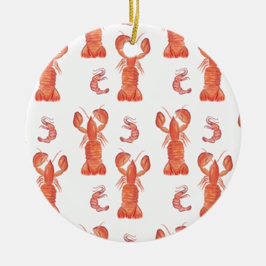 Lobster Crustacean Waterverf Painted Pattern Keramisch Ornament (Voorkant)