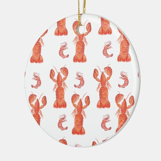 Lobster Crustacean Waterverf Painted Pattern Keramisch Ornament (Links)