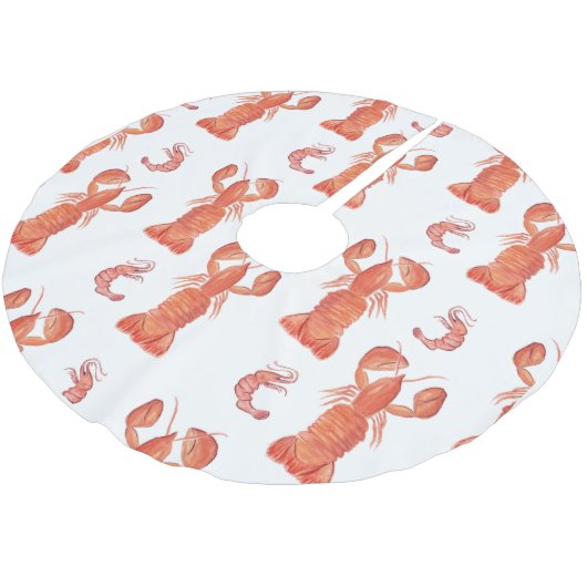 Lobster Crustacean Waterverf Painted Pattern Kerstboom Rok (Gekanteld)