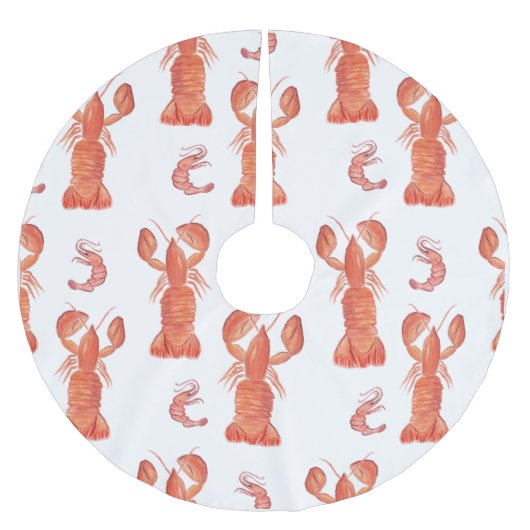 Lobster Crustacean Waterverf Painted Pattern Kerstboom Rok (Voorkant)