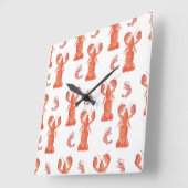 Lobster Crustacean Waterverf Painted Pattern Vierkante Klok (Hoek)